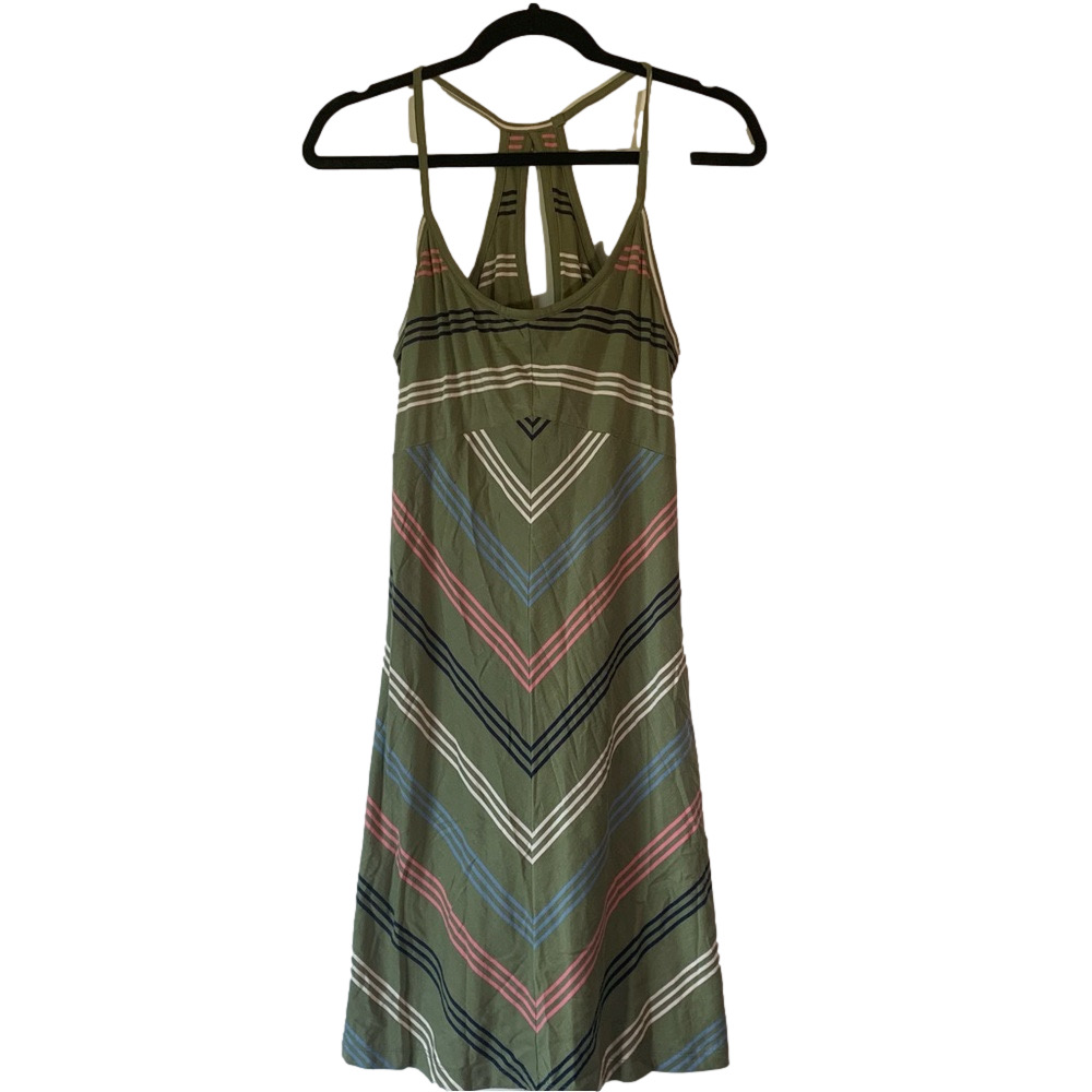 Patagonia Women's Spright Dress Green Striped Spaghetti Strap Sleeveless small